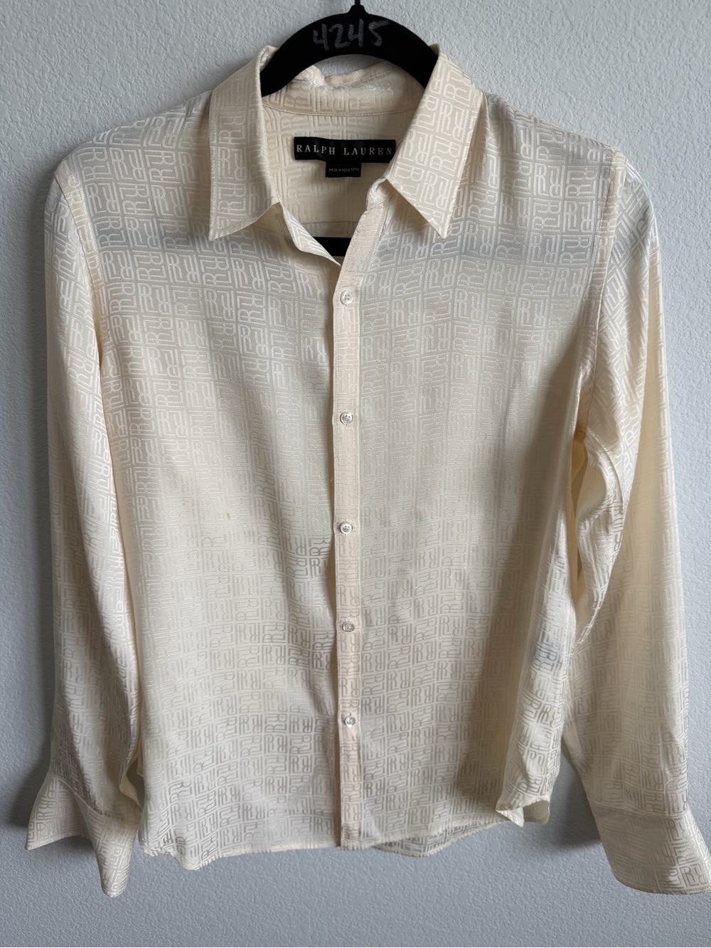 Ralph Lauren Cream Jacquard Button-Down Shirt